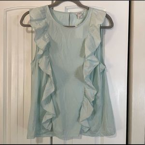 NEW J Crew Aqua ruffle tank